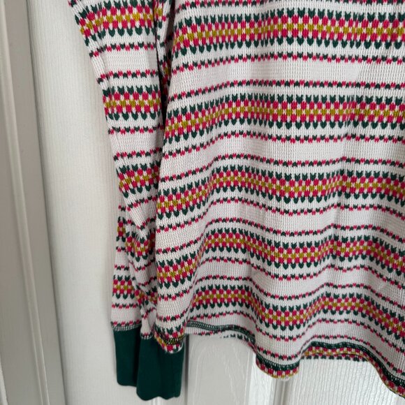 EUC Victoria’s Secret Thermal Top Fair Isle Cream, Pink, and Green Color, Size L - Picture 12 of 14